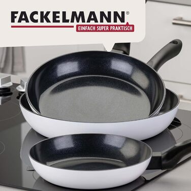 Набір сковорідок Fackelmann Arcadalina, 2 шт., діаметр 24 та 28 см, з переробленого алюмінію з керамічним покриттям, ергономічні ручки, підходить для індукційних плит, термостійкість +150 °C