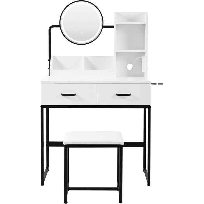 Журнальний столик-туалетник ModernLuxe з дзеркалом, 5 ящиків, розмір 100x76x40 см (без табурета)