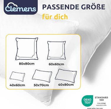 Пір'яна подушка Клеменса 80x80 см - Підтримуюча пір'яна подушка 100 європейське пір'я (1000 г), Пір'яна подушка жорстка та підтримуюча - Подушка для тих, хто спить на спині та на боці (тверда, 40 x 80 см)