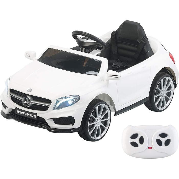 Електромобіль для дітей Mercedes-Benz GLA 45, білий, до 7 км/год, з пультом ДК, MP3