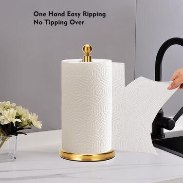 Тримач для паперових рушників на стільницю з обважченою основою, нержавіюча сталь, золото