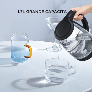 Скляний електричний чайник, подвійний, 1,7 л, 2200 Вт, 177G02A2