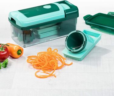 Genius Nicer Dicer Fusion Smart Julietti - Багатофункціональний набір для нарізки овочів та фруктів, 16 частин, зелений