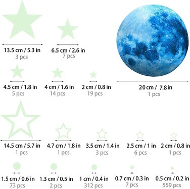 Самоклеючі наклейки на стіни Seeshine з зірками 1108 шт небесно-блакитний