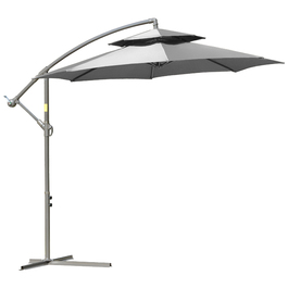 Outsunny Parasol Centilever Parasol Ø2.67 x 2.45 м Кривошипна парасолька з подвійним навісом Поперечна основа Сталь Сталевий Поліестер Сталь Світло-Сірий