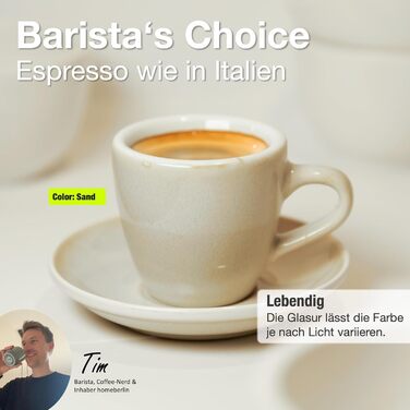 Набір еспресо-чашок HomeBerlin Barista Pro - 4 шт. по 80 мл з підставками - преміум якість, ручна робота