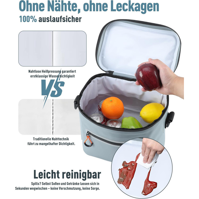 Термосумка-холодильник 7/14/24л ізольована водонепроникна для кемпінгу, пікніка, пляжу та грилю - міцна, сіра 7л