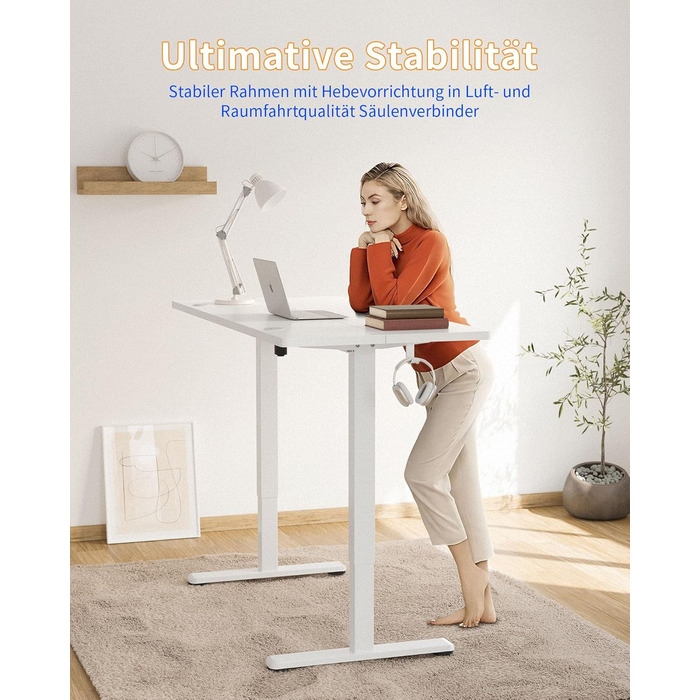 Електричний регульований стіл YIHAYO 140x60 см з пам'яттю, білий, для дому та офісу