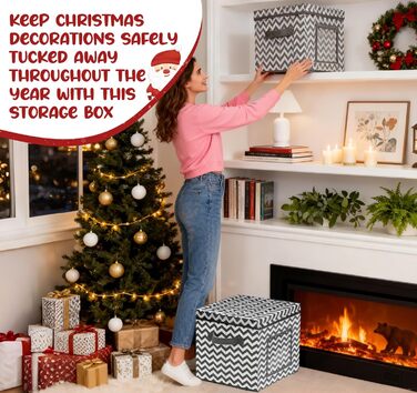 Коробка для зберігання прикрас на Новий рік, 166 відділень, з регульованими перегородками, кришкою та ручками, 31x31x30 см, червона, зі сніжинками, у білому кольорі (сіро-біла)