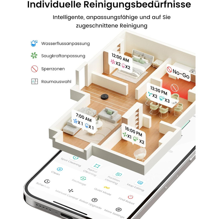 Робот-пилосос LEFANT M2 Plus з картографією, лазерною навігацією, 6000Pa, WiFi/App/Alexa, чорний