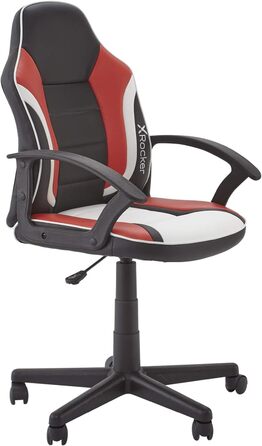 Ігрове крісло X-Rocker Saturn Esport з центральними спинками для юніорів та підлітків, компактне зручне поворотне крісло для ПК, штучна шкіра, чорний/червоний/сірий/білий, універсальний