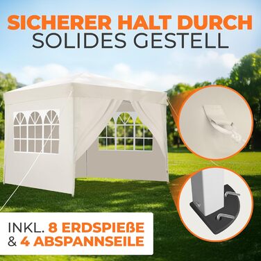 Павільйон Kronenburg розкладний, 3x3 м, водонепроникний, UV захист 50+, Champagner, з 4 боковими панелями