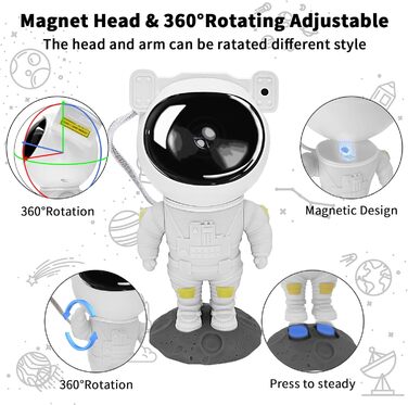 Світлодіодний проектор зоряного неба SANLION, нічник для галактики астронавта з таймером і пультом дистанційного керування, подарунок