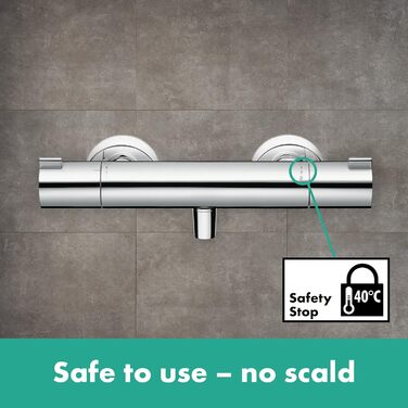 Змішувач для ванної Hansgrohe Ecostat - n Aufputz з термостатом (SafetyStop 40°C), круглий, для 2 споживачів, артикул 13201000 (білий/хром)