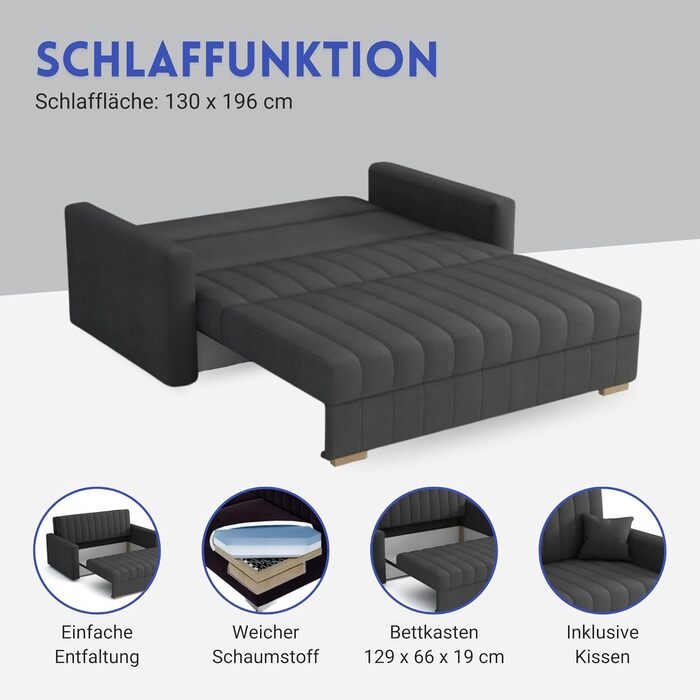 Диван-ліжко Zanzibar I 3-місний м'ятного кольору 153 см з ящиком для білизни та функцією сну | Диван з функцією ліжка