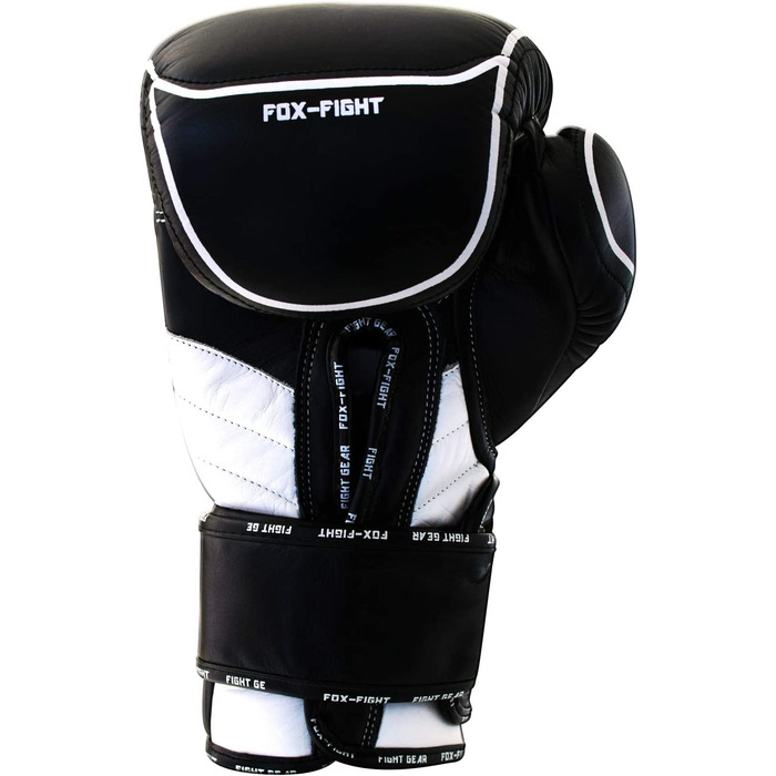 Боксерські рукавички FOX-FIGHT B7 професійної якості з натуральної шкіри преміум-класу з мішком з піском тренувальний спаринг Муай Тай Кікбоксинг вільний бій бойові мистецтва рукавички BJJ з мішком з піском рукавички (чорні, 8 унцій)