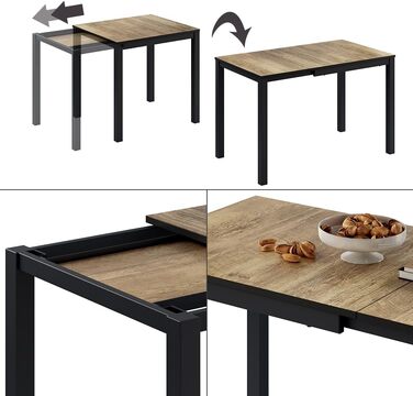 Розсувний обідній стіл Vicco Granny, 120x70 см, дуб/антрацит, 80-120x76x70 см