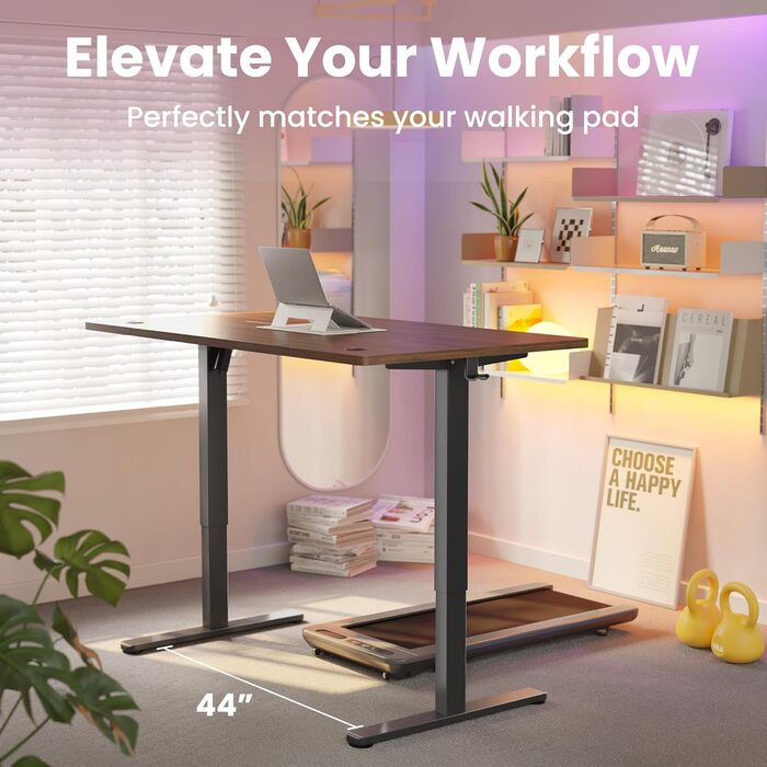 Регульований за висотою стіл HUANUO, 4 положення пам'яті, електричний стіл для дому, офісу та комп'ютера, стоячий стіл, (темно-волоський, 140 x 80 см)