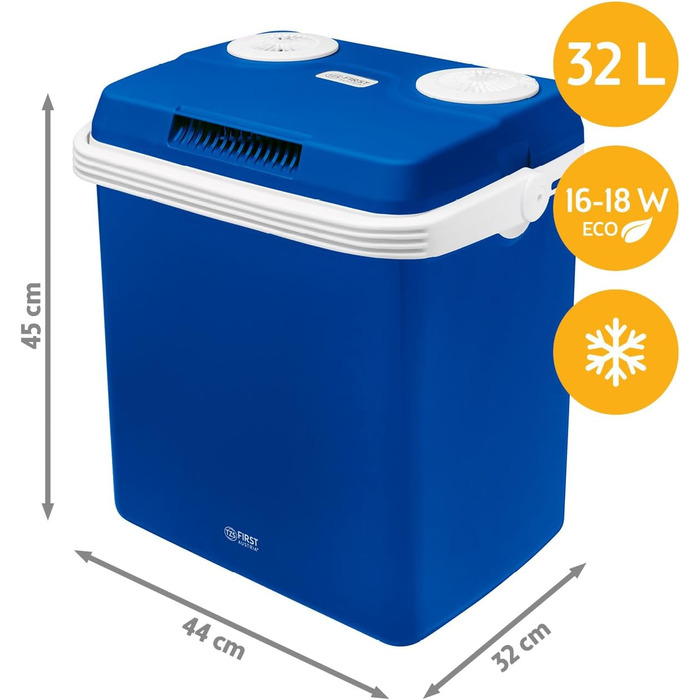 Автомобільний холодильник First Austria 32л з підігрівом, 12/230V, сірий (блакитно-білий) - для кемпінгу та подорожей