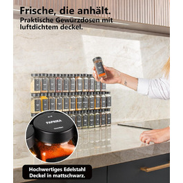 Набір банок для спецій Deco haus® (36 шт.) з кришками чорного кольору, з мірною ложкою та етикетками