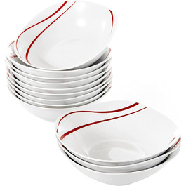 Серія Felisa, порцеляновий обідній сервіз із 24 предметів із 6 плоскими тарілками, 6 тарілками для тортів, 6 мисками для супу та 6 мисками на 6 осіб (12 мисок із пластівцями)