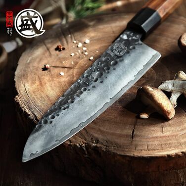 Японський ніж MITSUMOTO SAKARI Gyuto 22 см, ручка з рожевого дерева, сталь з високим вмістом вуглецю, в подарунковій коробці