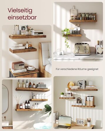 Настінна полиця VASAGLE, 2 шт., 20 x 80 x 3,8 см, вінтажний колір, для декору, фотографій, вітальні, кухні, офісу