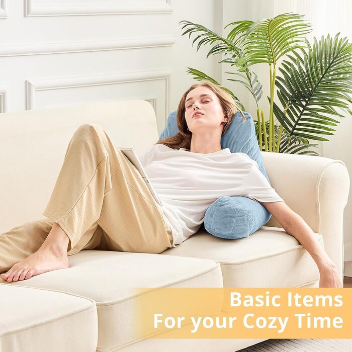 Підкуштунок Sasttie з велюровою спинкою, подушка для підтримки спини для дорослих з підлокітниками, для читання в ліжку, на дивані, на підлозі, в гуртожитку.