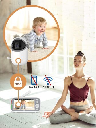 Відеоняня TakTark з камерою 5'' 720P IPS, поворот Pan-Tilt 300°, двосторонній зв'язок, нічний режим та моніторинг температури, VOX