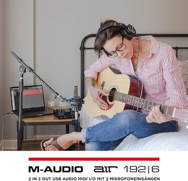 M-Audio Air 192|6: USB аудіоінтерфейс для запису в студійній якості з 2 XLR/Line входами та програмним забезпеченням AIR 192|6 (Чорний)