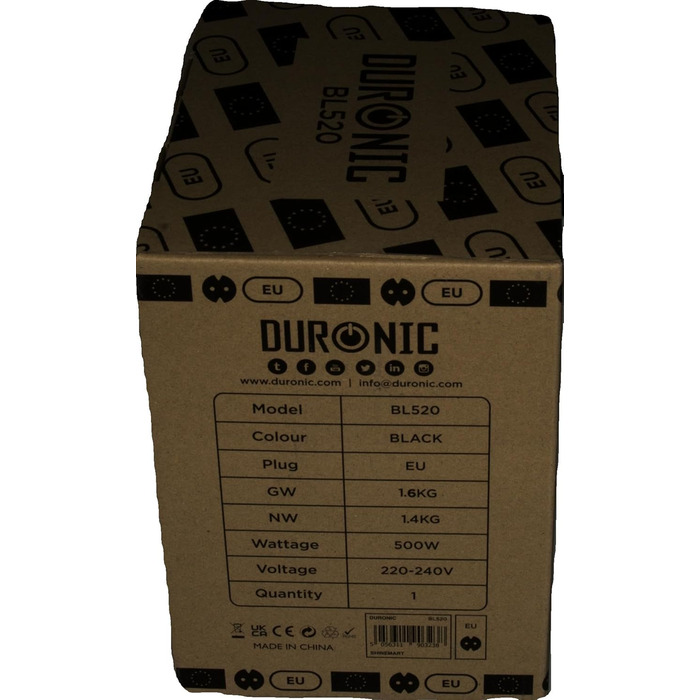 Блендер Duronic BL520 23000 об/хв, 500 Вт, в т.ч. 2 пляшки без бісфенолу А, ідеально підходить для смузі