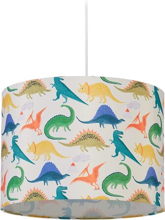 Дитяча підвісна лампа Relaxdays, абажур із зображенням динозаврів, HxD 145 x 35 см, E27, підвісна лампа для дітей, різнобарвна