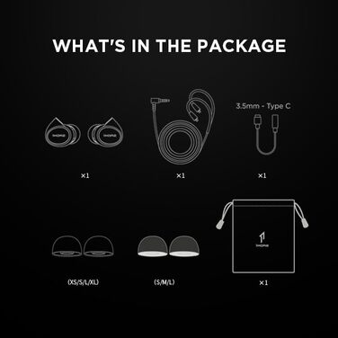 Навушники 1MORE P50 з MMCX кабелем, Hi-Res Audio, 3.5mm, глибокий бас, мікрофон, керування, для музики та ігор