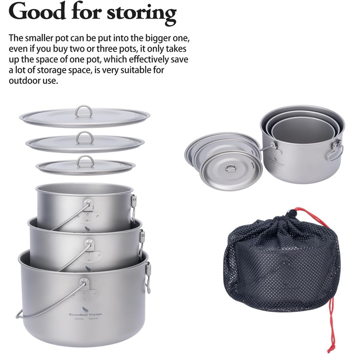 Набір посуду iBasingo Titan 2.9L для кемпінгу: каструля, миска, кухонне приладдя для 1-3 осіб (Ti2045C, Ti2056c)
