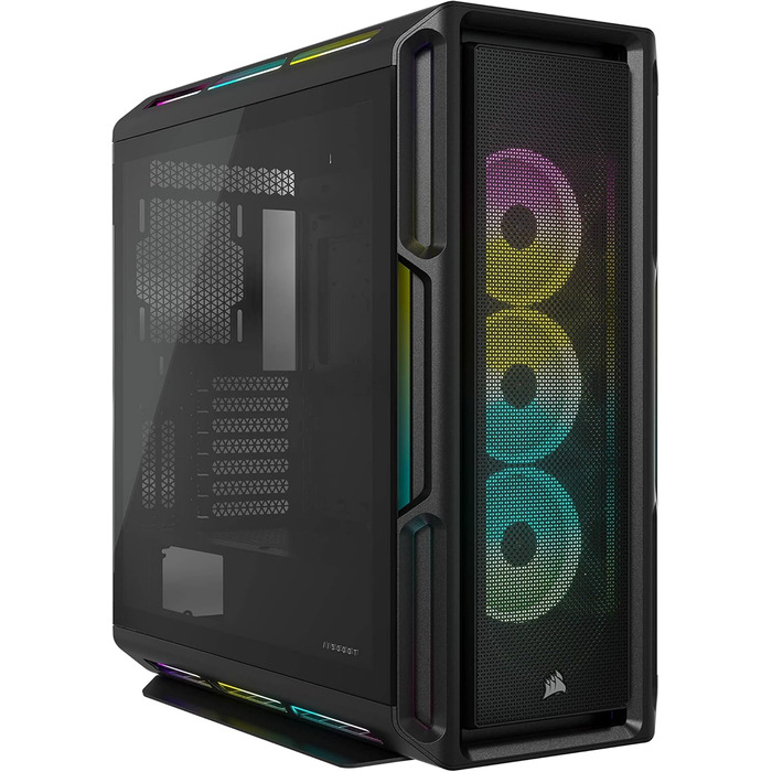 Корпус для ПК Corsair iCUE 5000T RGB, середній ATX, 208 адресованих RGB-LED, підтримка кількох 360-мм радіаторів, 3 вентилятори LL120 RGB, контролер COMMANDER CORE XT, чорний