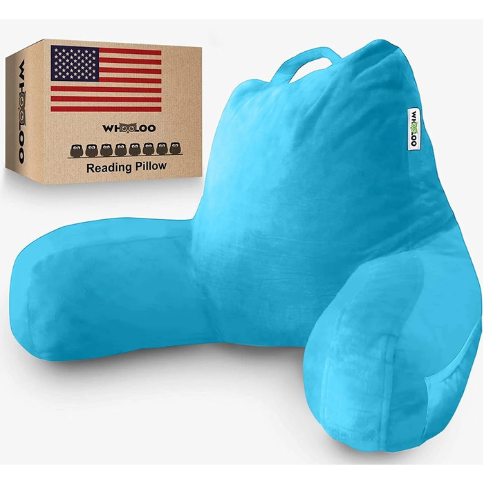 Подушка для сидіння в ліжку з підтримкою спини, великий кут нахилу для дорослих, для перегляду телевізора, підставка для ліжка, для людей з ГЕРХ, печією, відновлення, храпіння, виготовлена у США, 100% піна з пам'яті ефектом