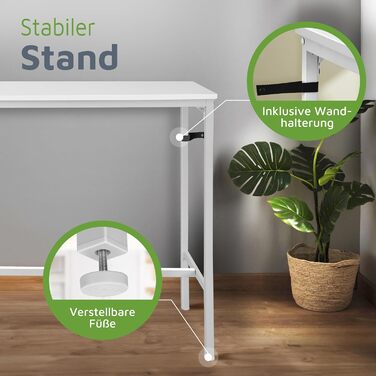 Барний стіл BeFair з дуба та білого кольору, 120x40x100 см, з підніжкою, індустріальний дизайн, металеві ніжки – комфорт та стабільність