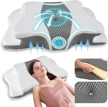Ортопедична подушка для шиї з Memory Foam, регульована висота, ергономічна, для комфортного сну, без запаху, підходить для сну на боці