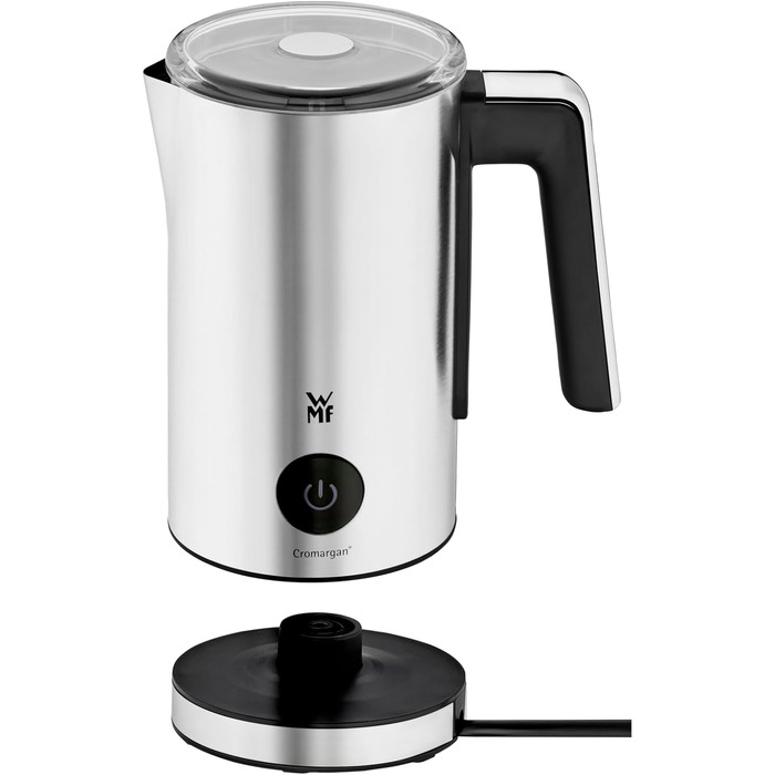 Електричний спінювач молока WMF Stelio, 500 Вт, 150-250 мл, антипригарне покриття, бездротовий, для гарячого та холодного молока, какао, cromargan матовий/сріблястий