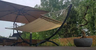 Гамак на стійці ZIDER, багатоколірний, навантаження до 300 кг, 364 x 160 см