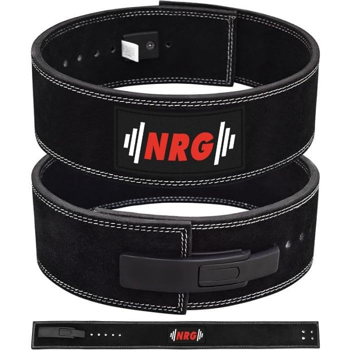 Пояс для важкої атлетики NRG Fitness шириною 10 см - XL (101-111 см) - Пояс для пауерліфтингу Бодібілдинг Професійний підйомний слінг - Тренувальний ремінь - пряжка важеля Швидке закриття кліпси Силові тренування - чорний