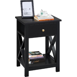 Журнальний столик Yaheetech з шухлядою та полицею, білий, для вітальні та спальні, скандинавський стиль