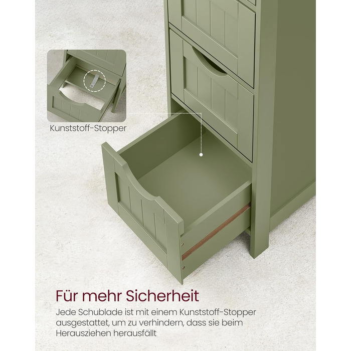 Шафка для ванної кімнати VASAGLE з 4 висувними ящиками, 30 x 30 x 82 см, білий колір, для ванної, вітальні, кухні, їдальні