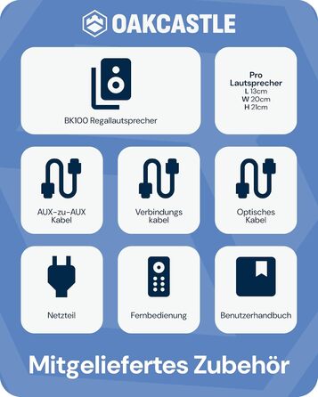 Акустична система Oakcastle BK100 Bluetooth 5.4, 60W 2.0 Hi-Fi поличні колонки для телевізора (HDMI ARC) та ПК, білі, з пультом