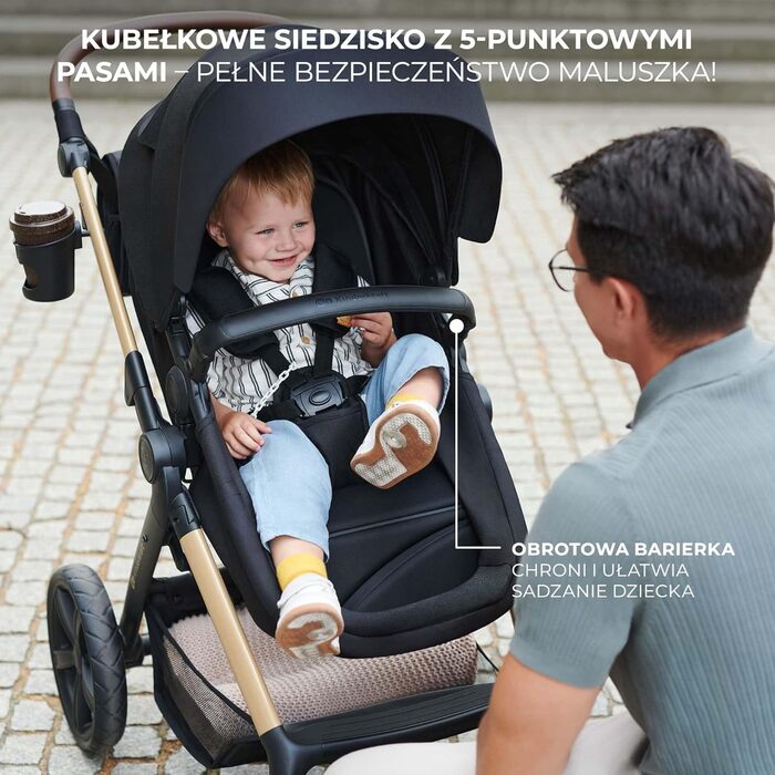 Дитяча коляска Kinderkraft MOOV2 4 в 1 з автокріслом I-SIZE, бежевий PRO, до 22 кг