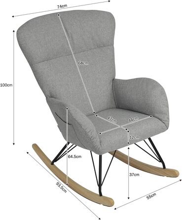 Шоукель-крісло Vielllliving для спальні, 150 кг, темно-сірий, Garu, 93.5x100x55 см