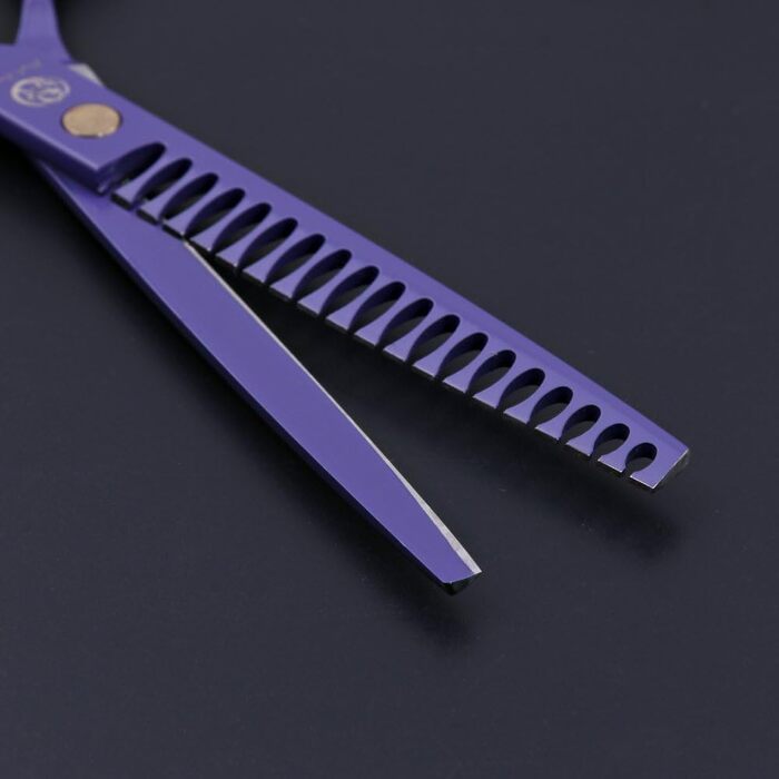 Професійний набір для стрижки собак Purple Dragon, 17,8 см, вигнуті ножиці і ножиці з кишенею-для перукаря для домашніх тварин або сім'ї 7,0 дюймів фіолетовий
