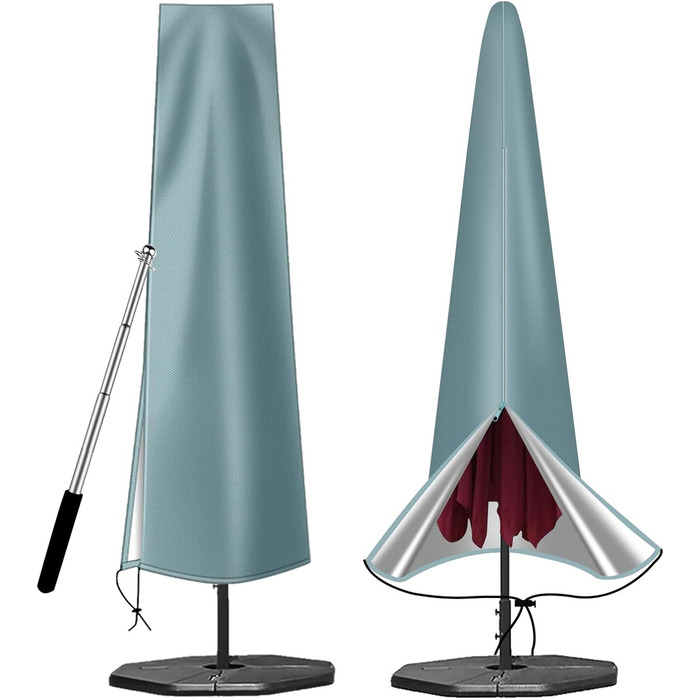 Чохол для парасольки 3м OKPOW: водонепроникний, захист від сонця та вітру, 600D, сірий (190см x 30/50см)