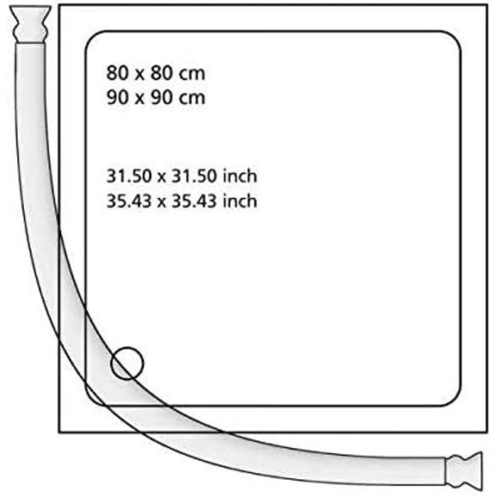 Телескопічна кругла душова штанга WENKO, висувна душова шторка для свердління, надзвичайно стійка з Ø 2,5 см, виготовлена з нержавіючого та міцного алюмінію, 80x80 90x90 см, біла 0 x 2,5 x 2,5 см