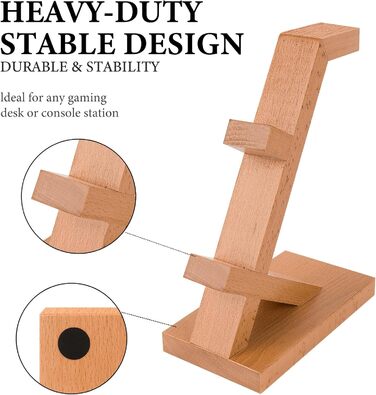 Підставка для геймпадів та навушників GEEKRIA з масиву дерева, універсальна, для PS4/PS5/Xbox/Switch/8BitDo, аксесуар для ігрового столу (світло-коричнева)